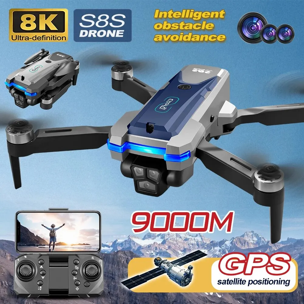 Drone Gps Mount - 折りたたみ式リモートコントロールドローンRCS8S GPS,5g wifi,8k hdデュアルESCカメラ,オプティカルフロー,360 ° 障害物回避,ブラシレスモーター,9000m